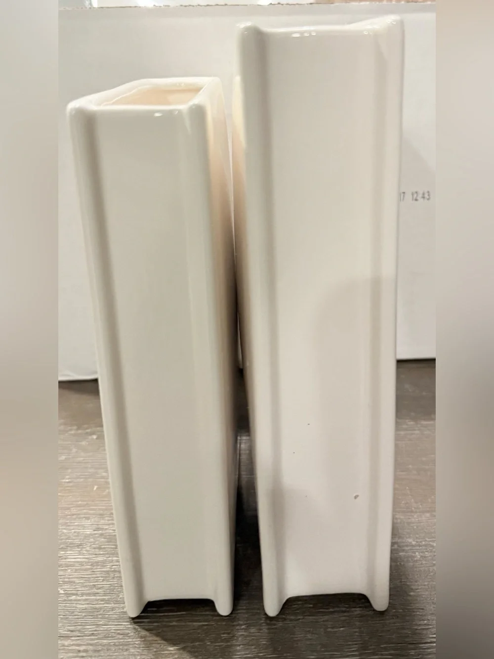 Ceramic Book-Shaped Vase Pair Bookend Glossy  White